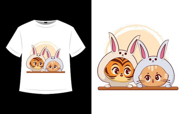 Next Print cute tiger and cat Tshirt