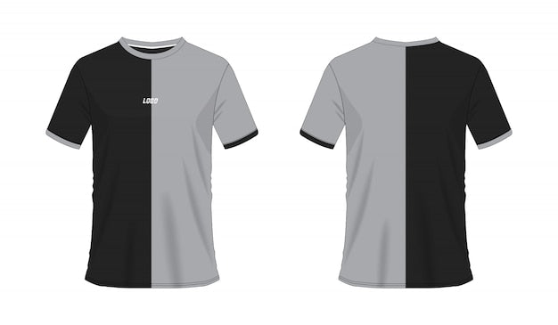 Next Print T-shirt grey and black soccer or football template for team club  . Jersey sport,