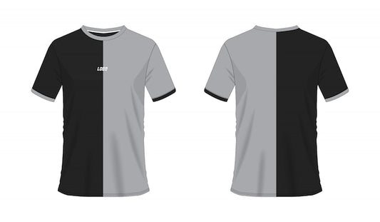 Next Print T-shirt grey and black soccer or football template for team club  . Jersey sport,