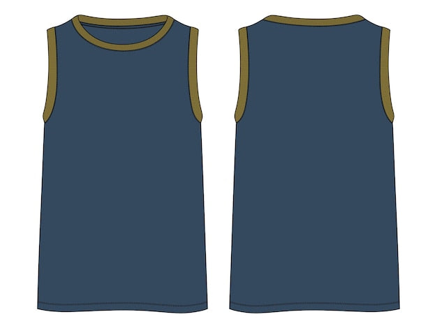 Next Print Tank tops Technical fashion flat sketch vector illustration navy blue color template front and back