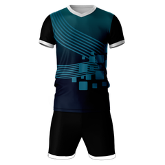 Teal pixel wave sports jersey set for men front view