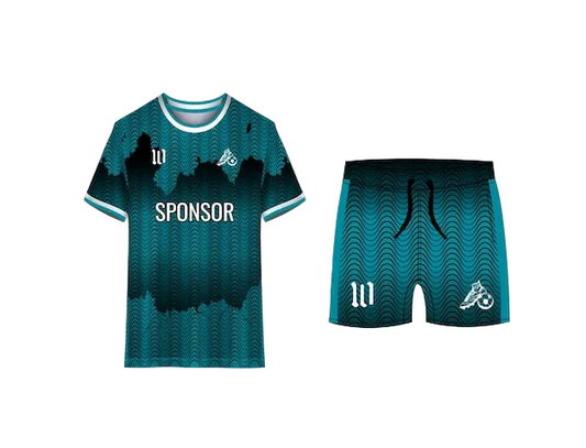 NextPrint Custom Teal Wave Pattern Football Jersey Set – Personalized Name & Number Print