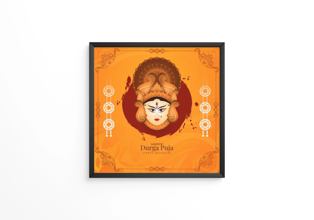 Traditional Durga Puja and Happy navratri indian religious frame - Next Print