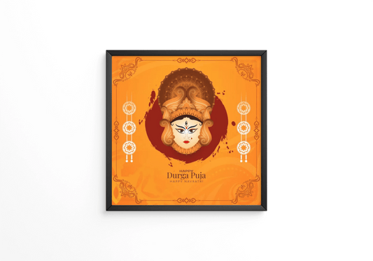 Traditional Durga Puja and Happy navratri indian religious frame - Next Print