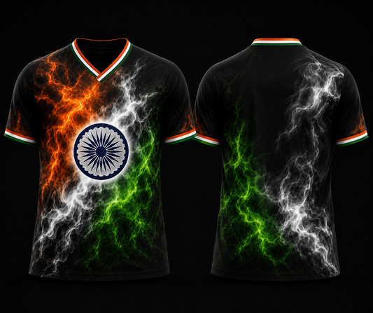 Tricolor bold abstract graphic design jersey India