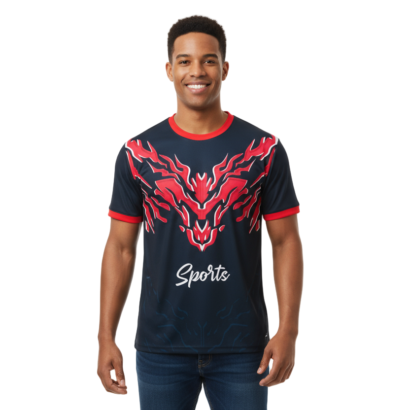 Next Print Tshirt mockup abstract texture grunge texture sport jersey design in red black color