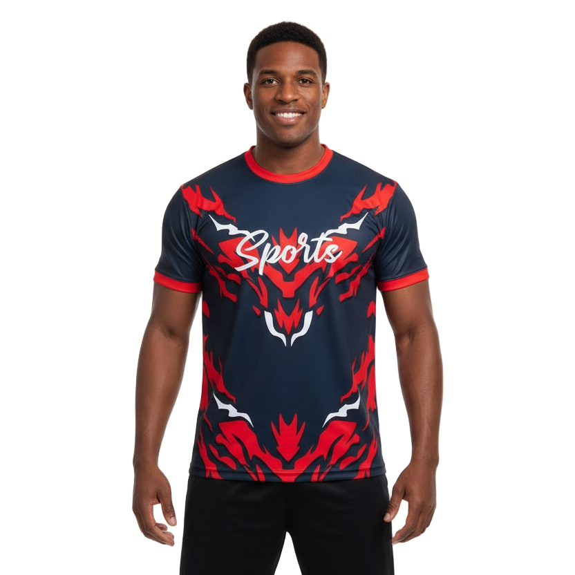 Next Print Tshirt mockup abstract texture grunge texture sport jersey design in red black color