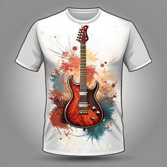 Next Print grunge guitar t shirt .