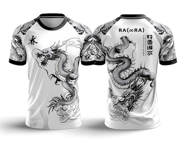 Next Print two white shirts with a dragon on the front and the word gargo on the front