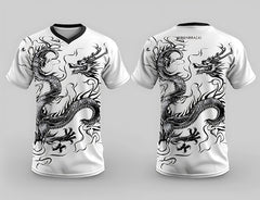 Next Print two white shirts with a dragon on the front and the word gargo on the front