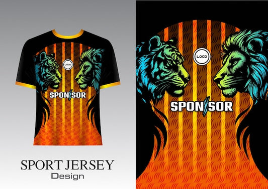 Next Print  Black and Orange lineart Style Pattern Printed  Sport Jersey.