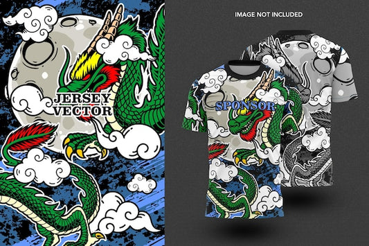 Next Print Chinese dragon over clouds Jersey.