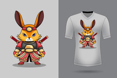Next Print cute samurai rabbit holding sword katana cartoon animal nature icon concept isolated printed T-Shirt.