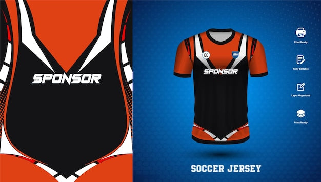 Vector soccer jersey design for sublimation or sports tshirt design for cricket football
