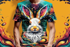 Next Print Vibrant Artistic Rabbit T Shirt Unique and Colorful Animal Print.