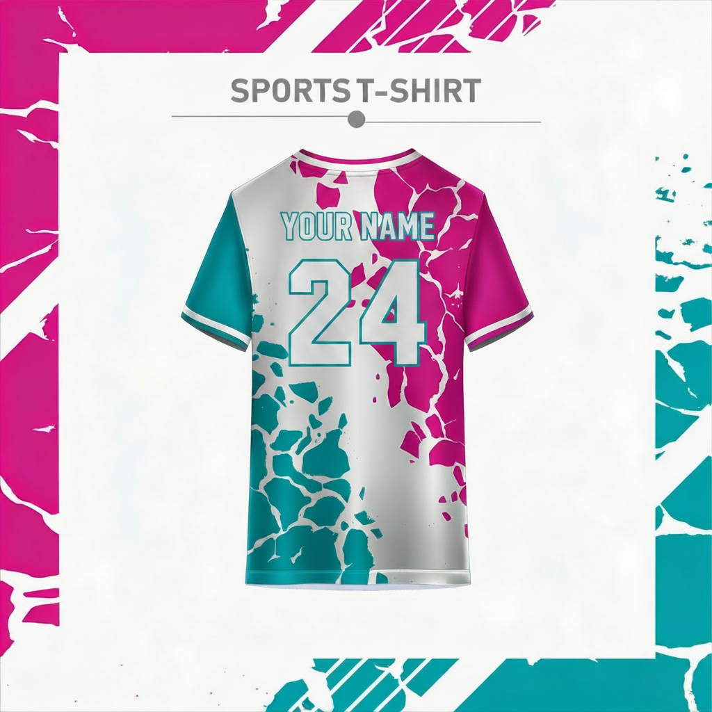 Vibrant round neck athletic t-shirt design for cricket football and gym wear