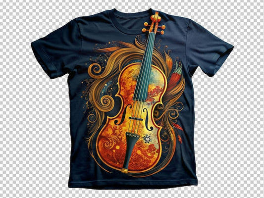 a violin design on t shirt