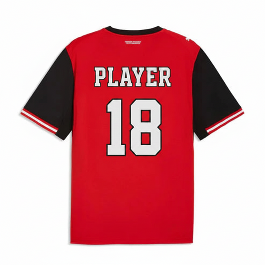 Red green white football jersey back side with custom player number
