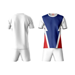 Men white blue sportswear co-ord set side angle view