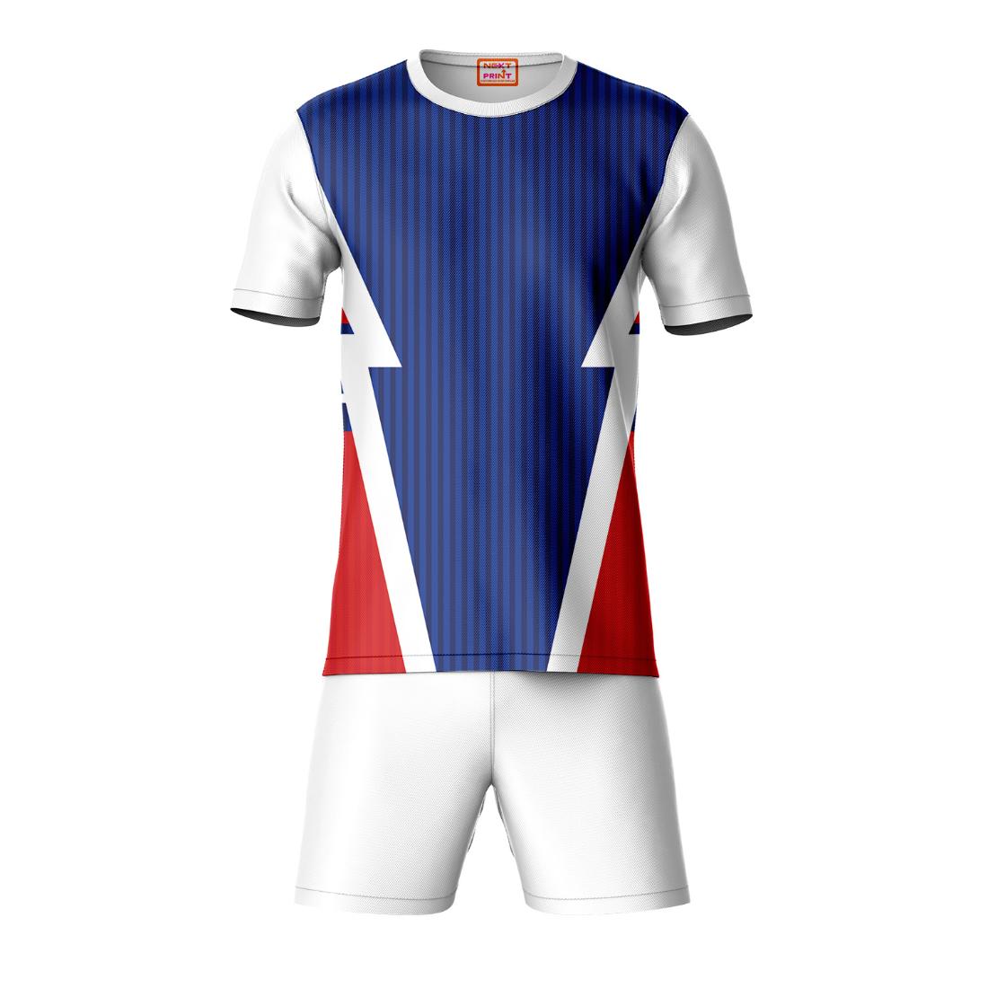 White blue sports t-shirt with shorts co-ord set front view