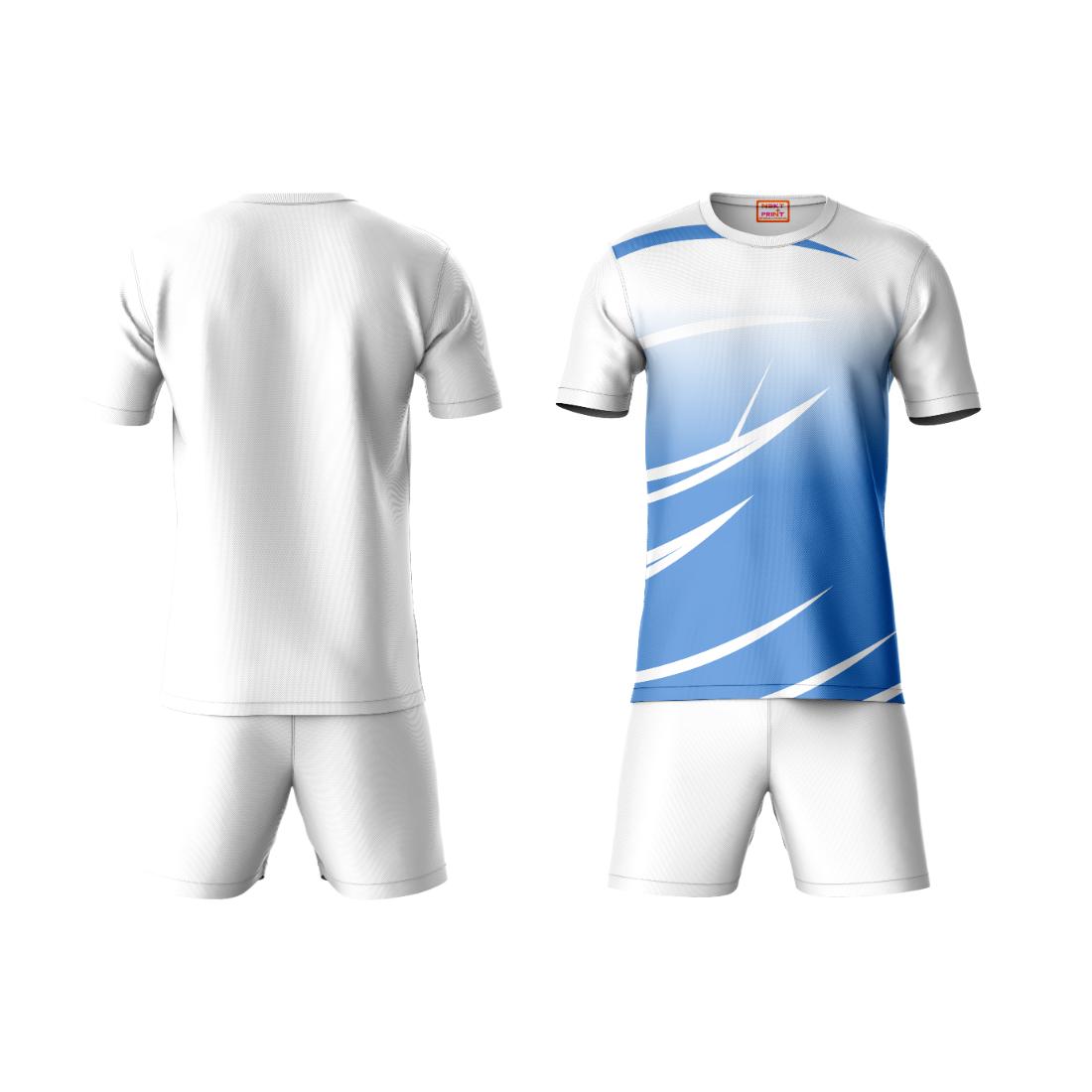 Premium white blue sportswear coord set side angle view