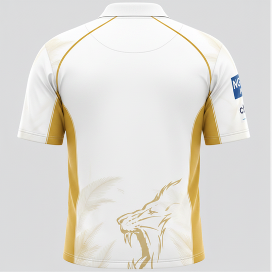 Next print White & Gold Cricket Jersey – Custom Name & Number | Premium Sports Team Jersey India