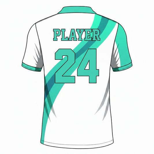White green gaming polo jersey back side with custom gamer name