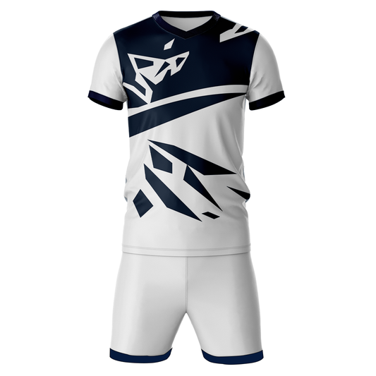 White pattern sports jersey with white shorts front view
