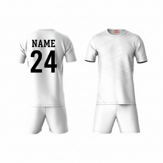 White pattern sports t-shirt with white shorts back view for men