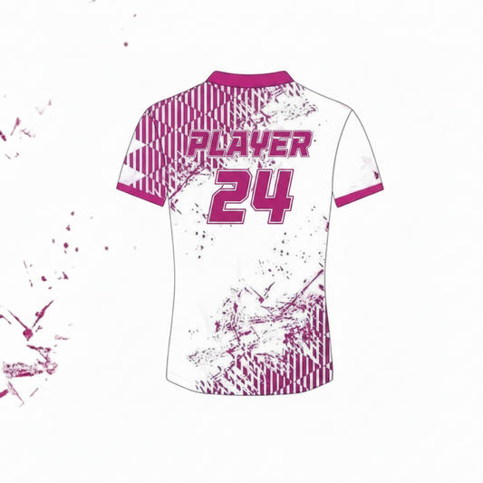 White pink gaming jersey back side with custom gamer name