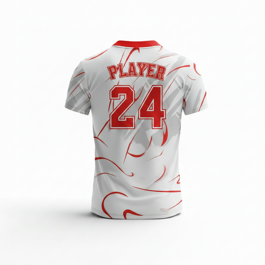 White red grey gaming jersey back side with custom gamer name