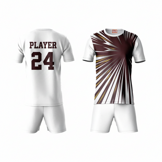 White red activewear t-shirt with matching shorts back view