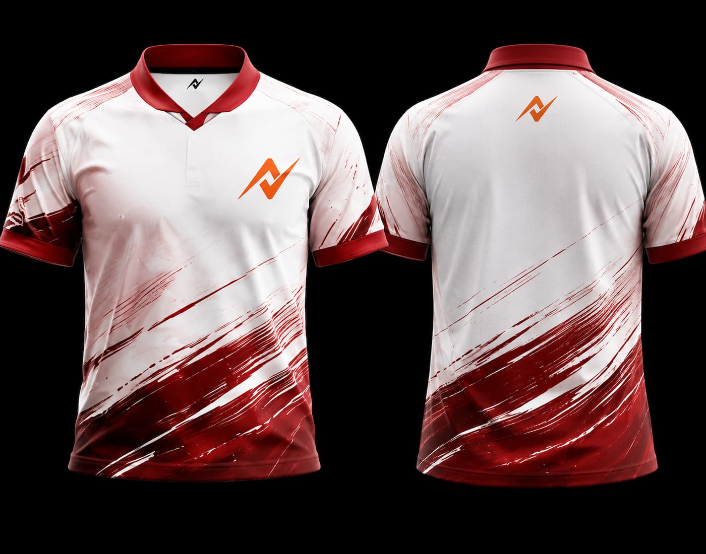 Front and back view of a white and sky blue mountain-themed K-Pop esports jersey with Chinese collar and premium sublimation print.
