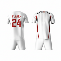 White vertical stripe activewear t-shirt with white shorts back view