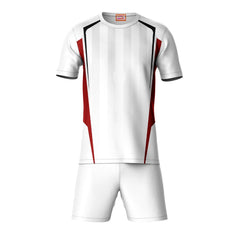 White vertical stripe sports t-shirt with white shorts co-ord set front view