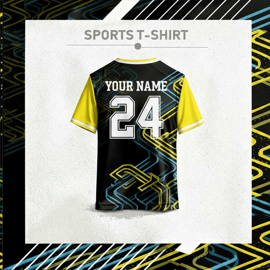 Breathable modern sports t-shirt in yellow and black color