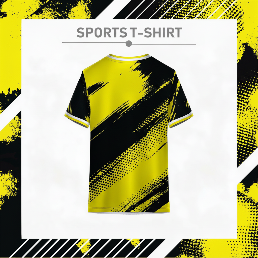 Black and yellow sports t-shirt back design for team wear