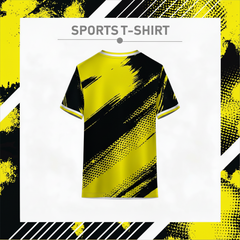 Black and yellow sports t-shirt back design for team wear