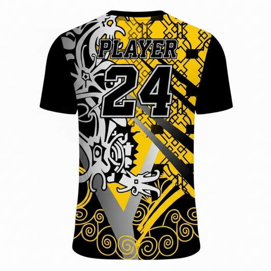 Black yellow esports jersey back side with custom gamer name