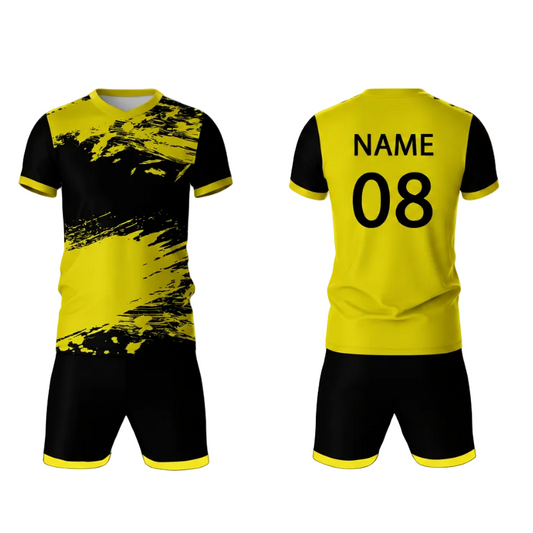 Yellow blaze strike sports jersey set for men back view