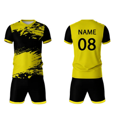 Yellow blaze strike sports jersey set for men back view