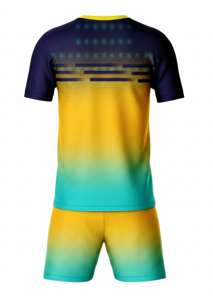 Next print Personalized Yellow Blue Navy Jersey Set with Shorts | Custom Cricket Football Uniform India