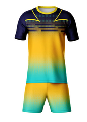 Custom yellow blue navy sports jersey with shorts set India personalized team uniform cricket football jersey