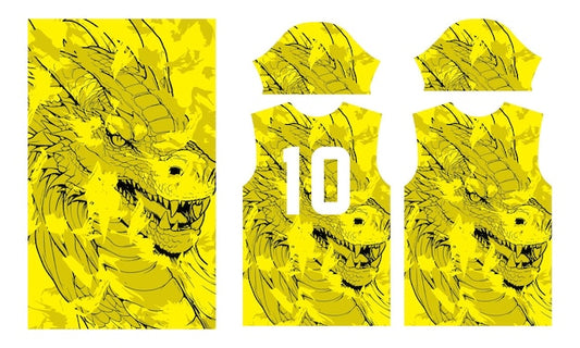 Next Print Yellow Dragon Jersey Design Printed T-Shirt.