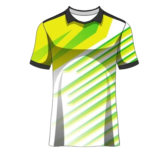Yellow green striped custom esports jersey front view