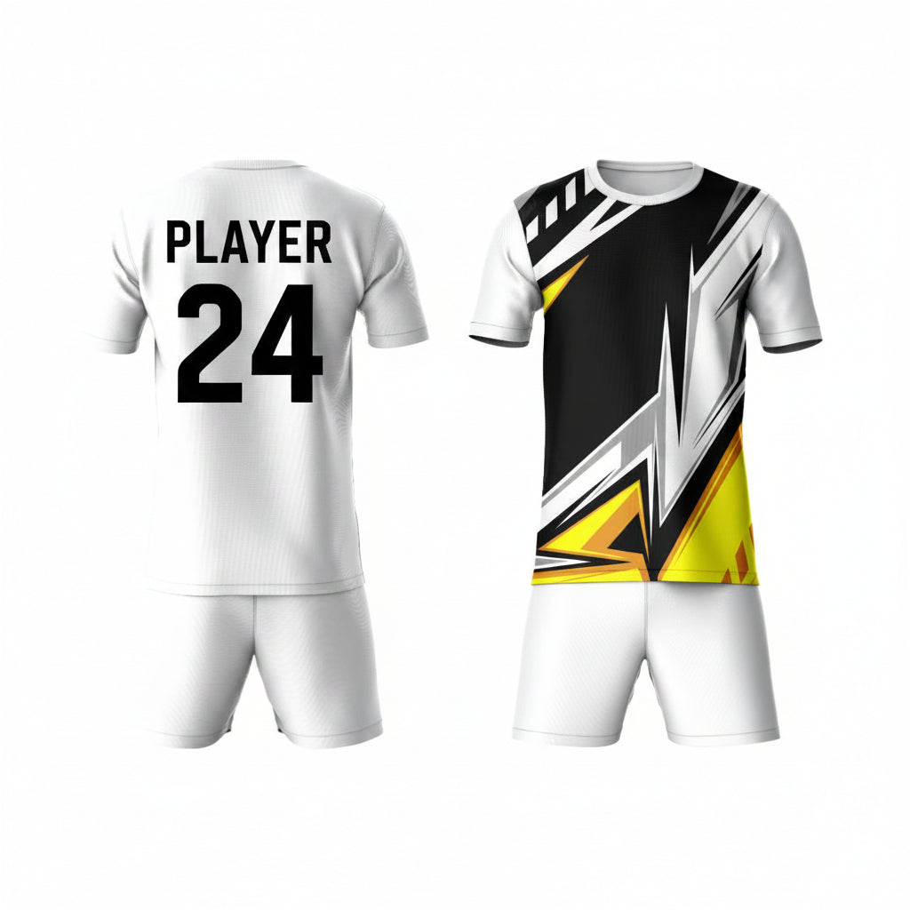 Yellow lightning edge sports jersey set for men back view