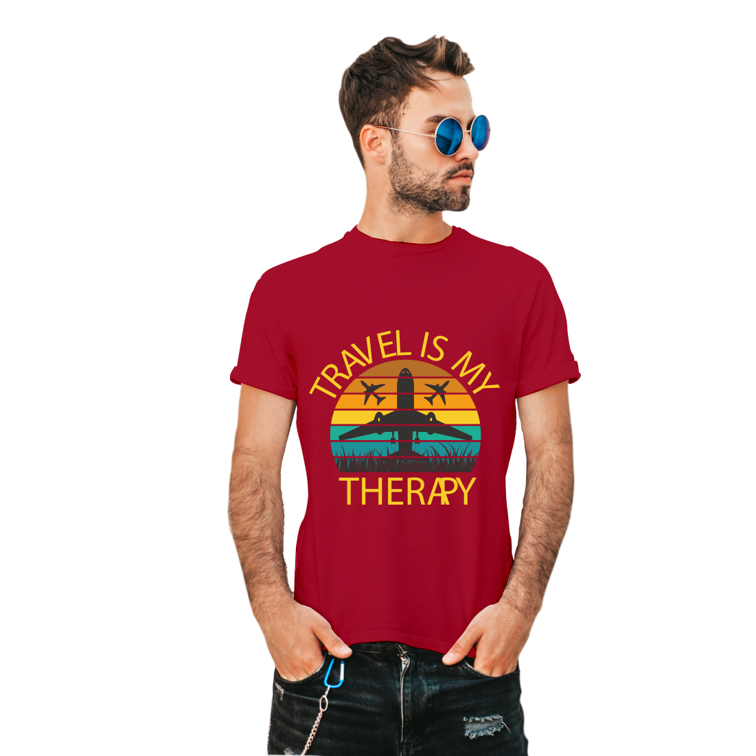 TRAVEL IS MY THERAPHY PRINTED T-SHIRTS