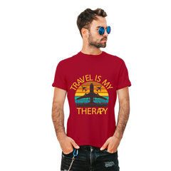 TRAVEL IS MY THERAPHY PRINTED T-SHIRTS