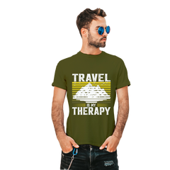 TRAVEL IS MY THERAPY PRINTED T-SHIRT