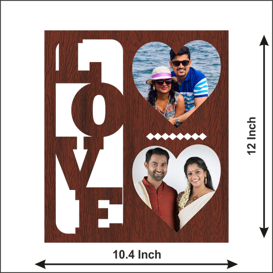 Love Wall Frame With 2 Photos Heart Shape Photos